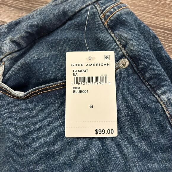 NWT Good American Good Legs Straight Jeans Blue004 Sz 14 / 32 Dark Stretch Denim - Picture 6 of 16